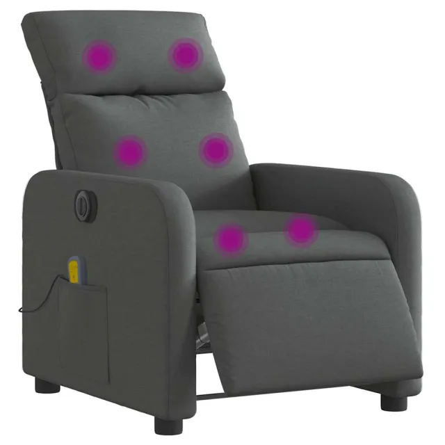 Fauteuil inclinable de massage électrique gris foncé tissu