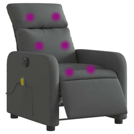 Fauteuil inclinable de massage électrique gris foncé tissu