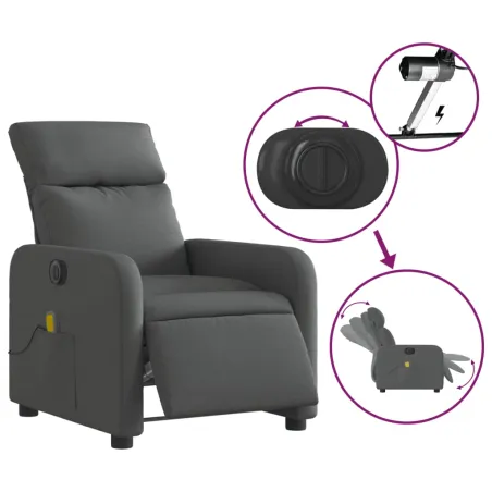 Fauteuil inclinable de massage électrique gris foncé tissu