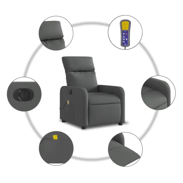 Fauteuil inclinable de massage électrique gris foncé tissu