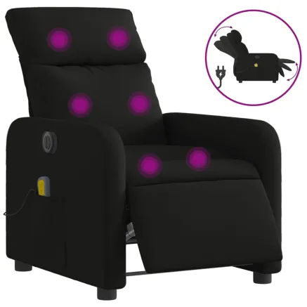 Fauteuil de massage inclinable électrique Noir Tissu 2