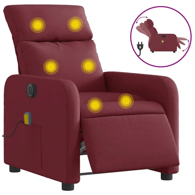 Fauteuil de massage inclinable électrique Rouge bordeaux Tissu
