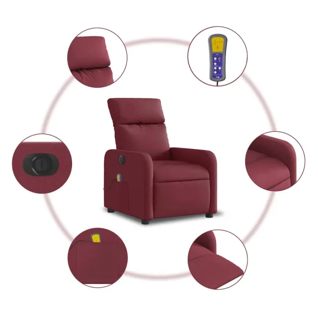Fauteuil de massage inclinable électrique Rouge bordeaux Tissu