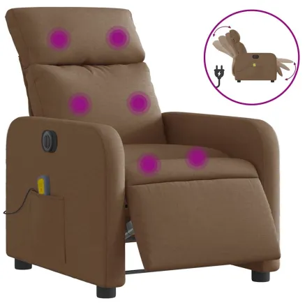 Fauteuil inclinable de massage électrique marron tissu 2