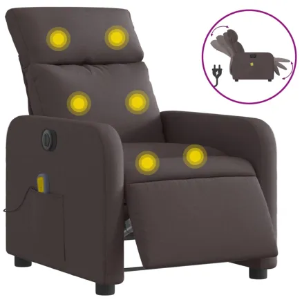 Fauteuil de massage inclinable électrique Marron foncé Tissu 2