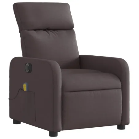 Fauteuil de massage inclinable électrique Marron foncé Tissu