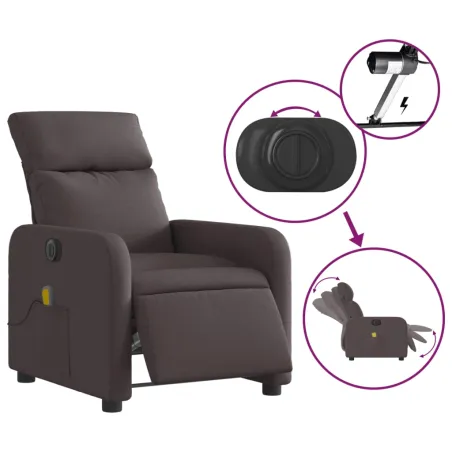Fauteuil de massage inclinable électrique Marron foncé Tissu