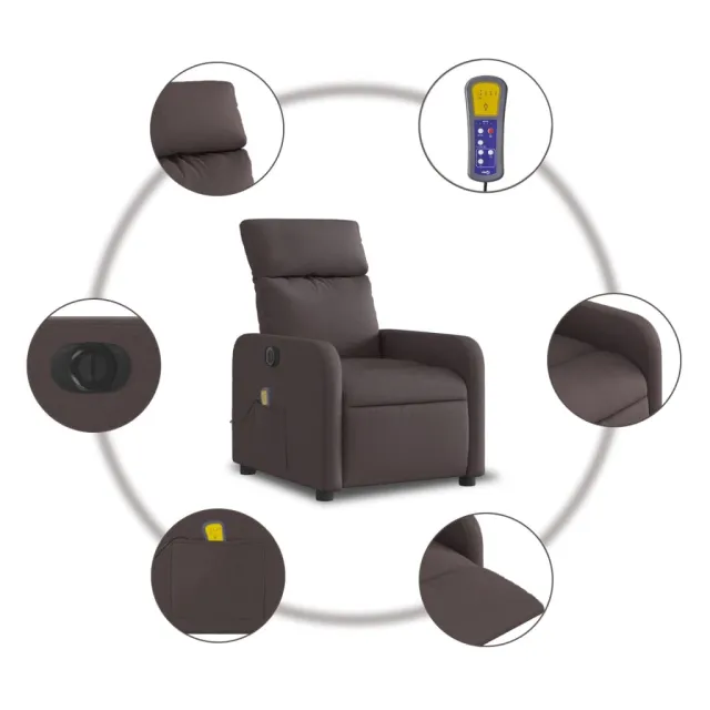 Fauteuil de massage inclinable électrique Marron foncé Tissu