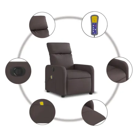Fauteuil de massage inclinable électrique Marron foncé Tissu