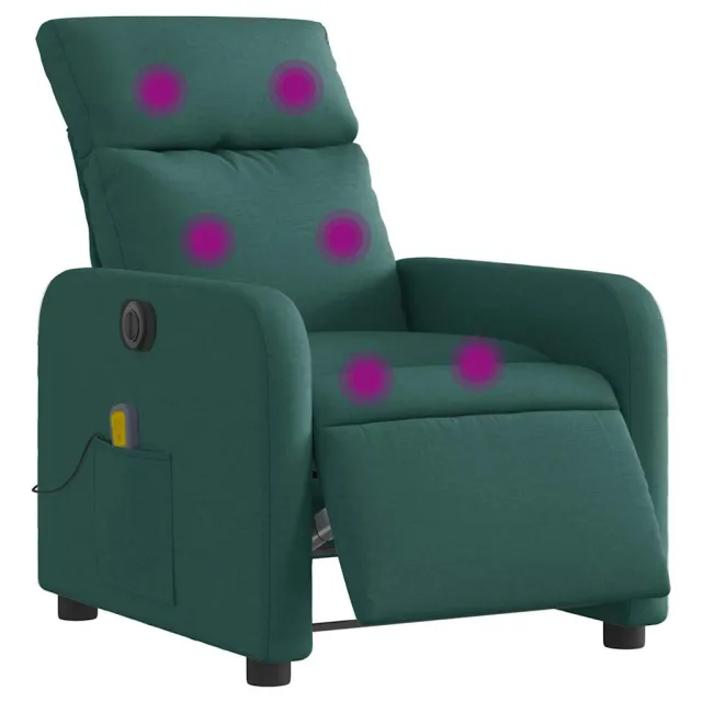 Fauteuil de massage inclinable électrique Vert foncé Tissu