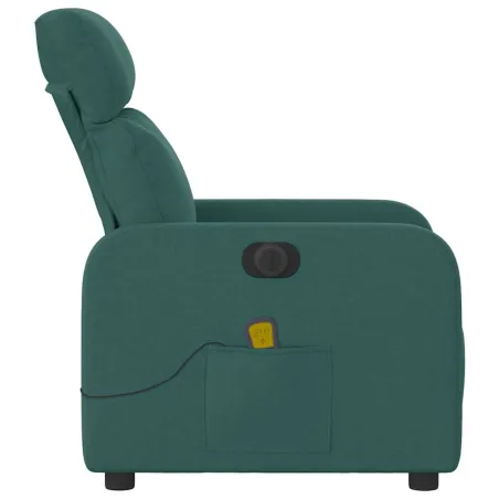 Fauteuil de massage inclinable électrique Vert foncé Tissu