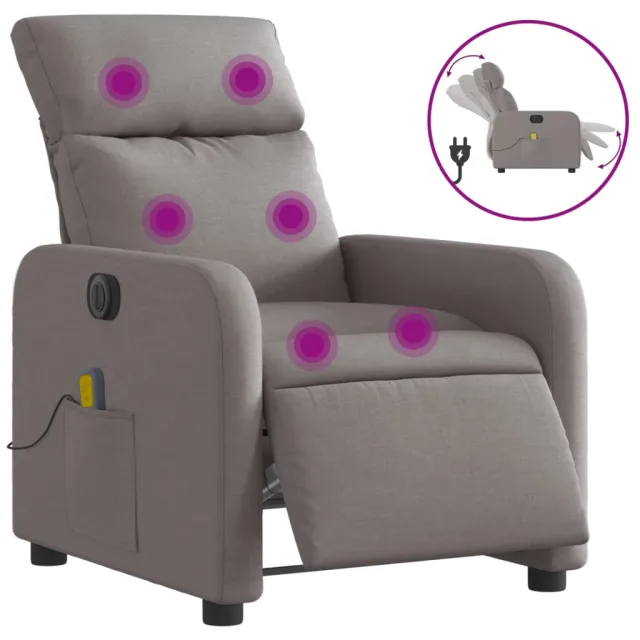 Fauteuil de massage inclinable électrique Taupe Tissu