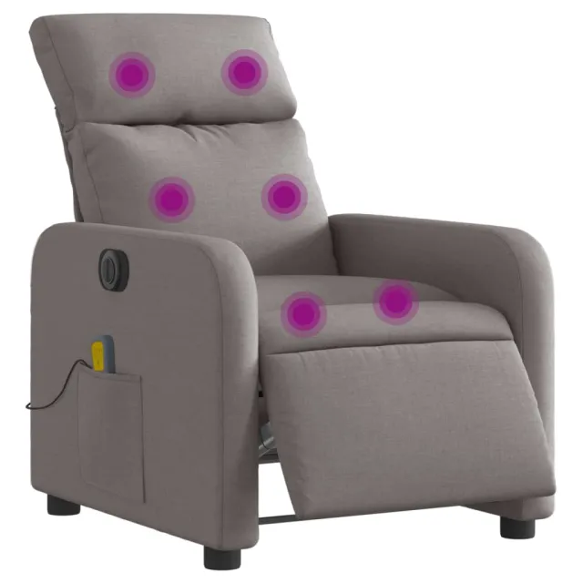 Fauteuil de massage inclinable électrique Taupe Tissu