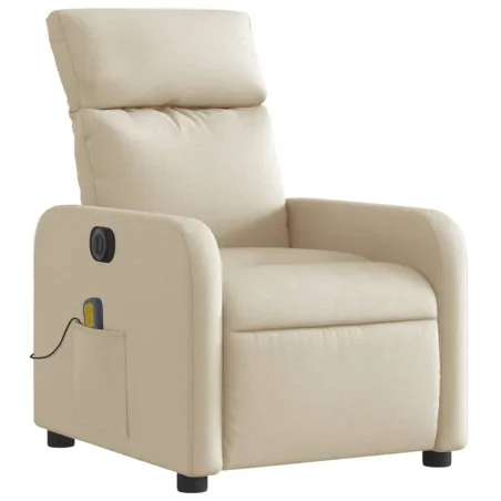 Fauteuil inclinable de massage électrique crème tissu