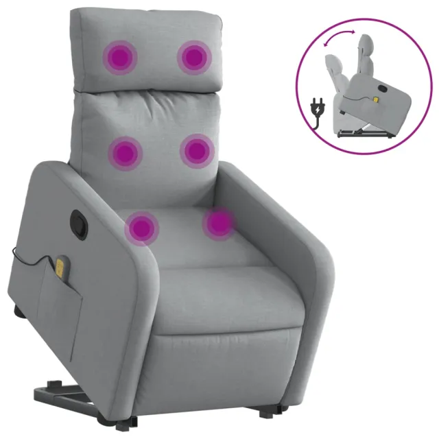 Fauteuil de massage inclinable Gris clair Tissu