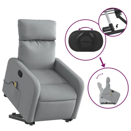 Fauteuil de massage inclinable Gris clair Tissu