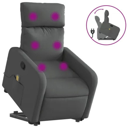 Fauteuil de massage inclinable Gris foncé Tissu 2
