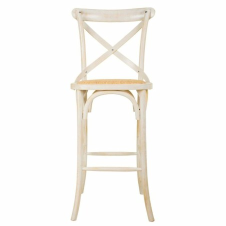 Taburete Alexandra House Living Blanco Ratán 53 x 116 x 45 cm