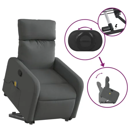 Fauteuil de massage inclinable Gris foncé Tissu