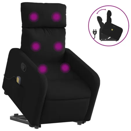Fauteuil de massage inclinable Noir Tissu
