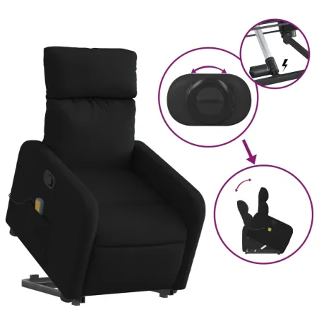Fauteuil de massage inclinable Noir Tissu