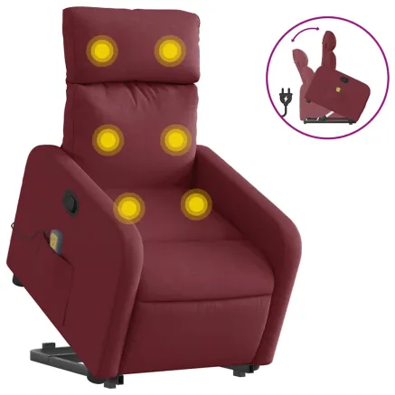 Fauteuil inclinable de massage Rouge bordeaux Tissu 2