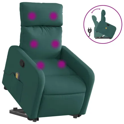 Fauteuil inclinable de massage Vert foncé Tissu 2