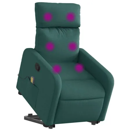 Fauteuil inclinable de massage Vert foncé Tissu