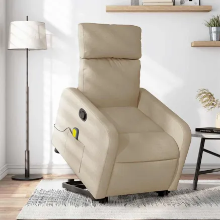 Fauteuil inclinable de massage Crème Tissu