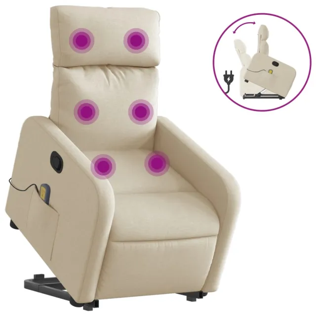 Fauteuil inclinable de massage Crème Tissu