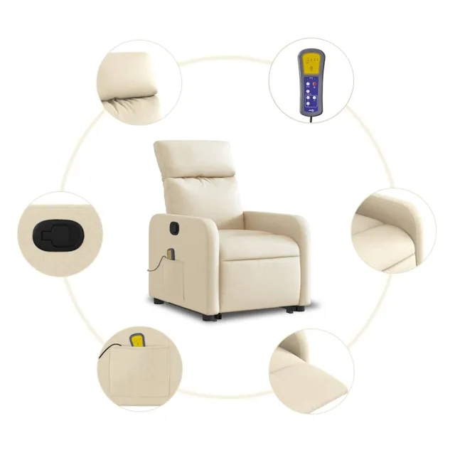 Fauteuil inclinable de massage Crème Tissu