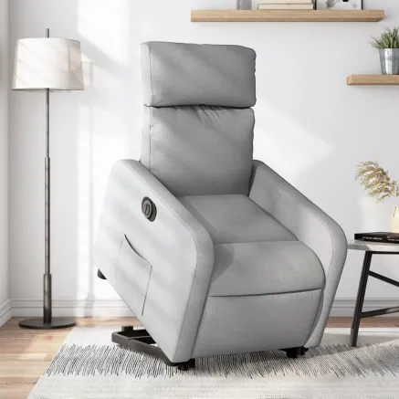Fauteuil inclinable électrique gris clair tissu