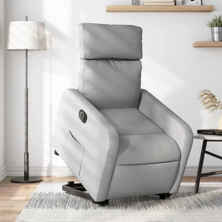 Fauteuil inclinable électrique gris clair tissu