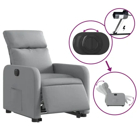 Fauteuil inclinable électrique gris clair tissu