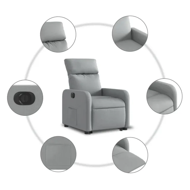Fauteuil inclinable électrique gris clair tissu