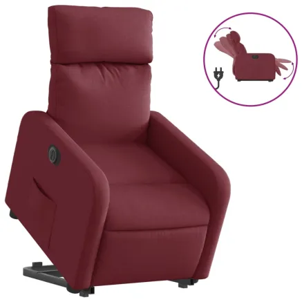 Fauteuil inclinable électrique rouge bordeaux tissu 2