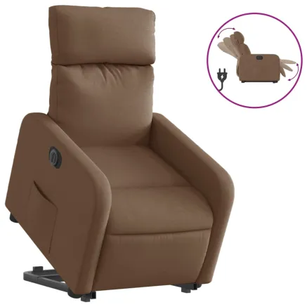 Fauteuil inclinable électrique marron tissu 2