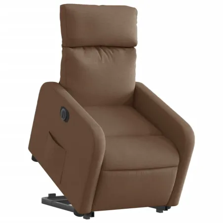 Fauteuil inclinable électrique marron tissu