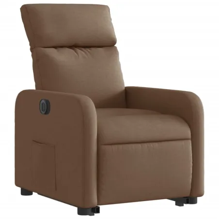 Fauteuil inclinable électrique marron tissu