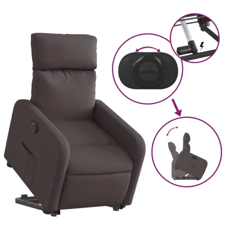 Fauteuil inclinable électrique marron foncé tissu
