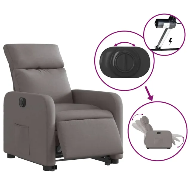 Fauteuil inclinable électrique taupe tissu
