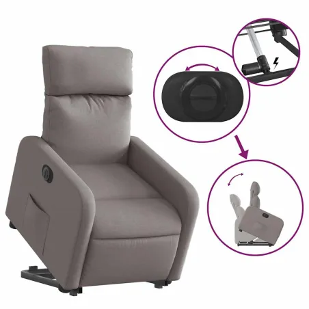 Fauteuil inclinable électrique taupe tissu