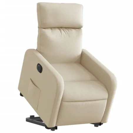 Fauteuil inclinable électrique crème tissu