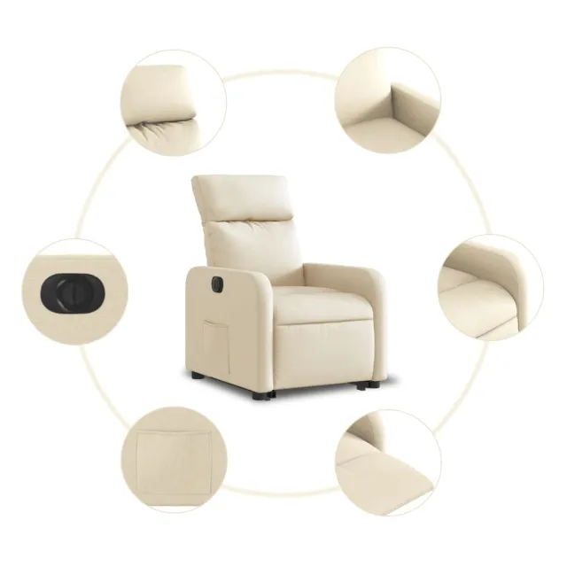 Fauteuil inclinable électrique crème tissu