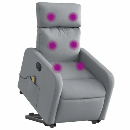 Fauteuil inclinable de massage électrique Gris clair Tissu
