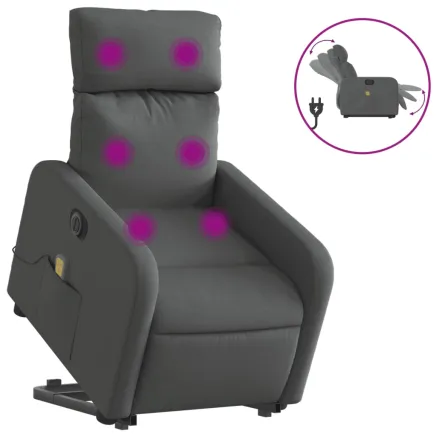 Fauteuil inclinable de massage électrique Gris foncé Tissu 2