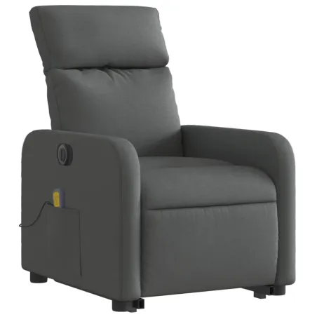 Fauteuil inclinable de massage électrique Gris foncé Tissu