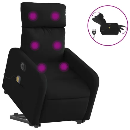 Fauteuil inclinable de massage électrique Noir Tissu 2