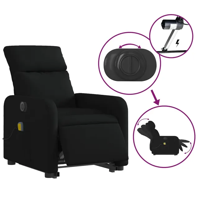 Fauteuil inclinable de massage électrique Noir Tissu