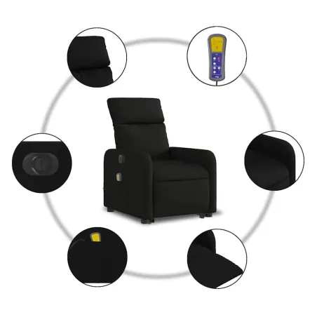 Fauteuil inclinable de massage électrique Noir Tissu